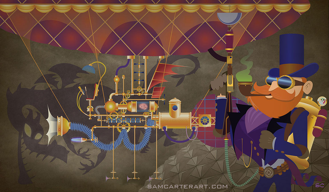 Epcot Center’s Steam Punk Dreamfinder | Sam Carter Art